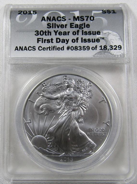 2015 AMERICAN SILVER EAGLE ANACS MS-70 (1 of 5)