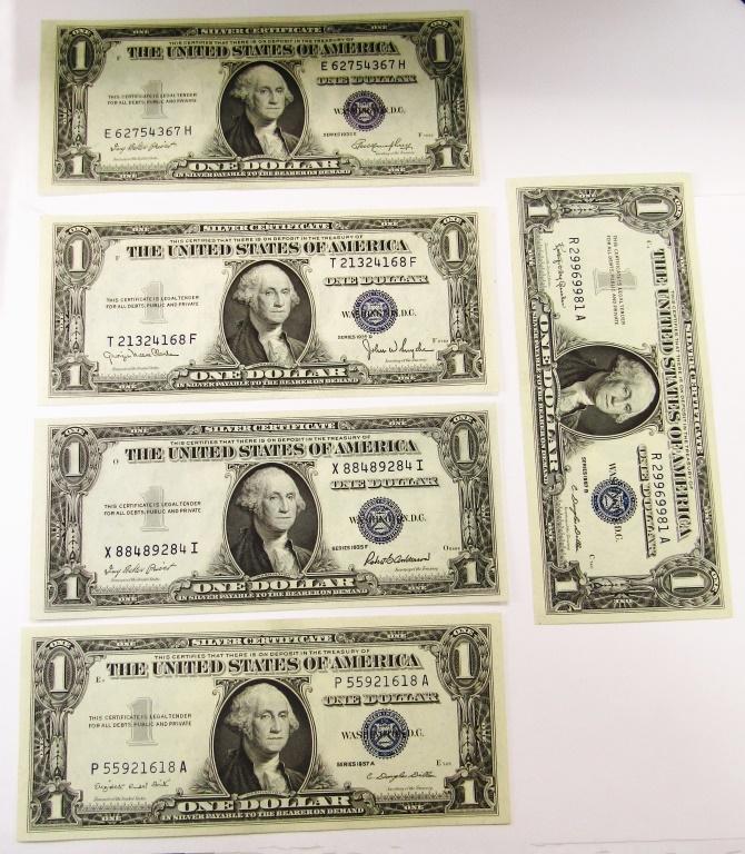 (5) AU/CU $1 SILVER CERTIFICATES (1 of 3)