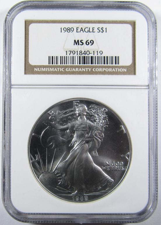 1989 AMERICAN SILVER EAGLE NGC MS-69 (1 of 4)