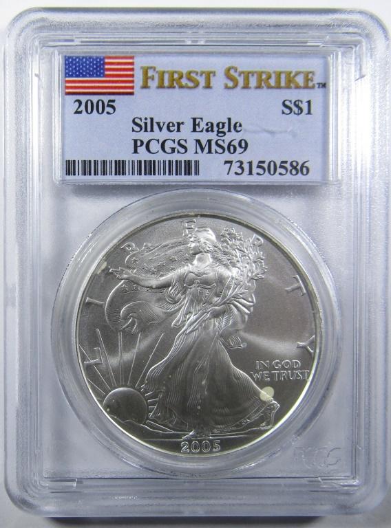 2005 AMERICAN SILVER EAGLE PCGS MS-69 (1 of 4)