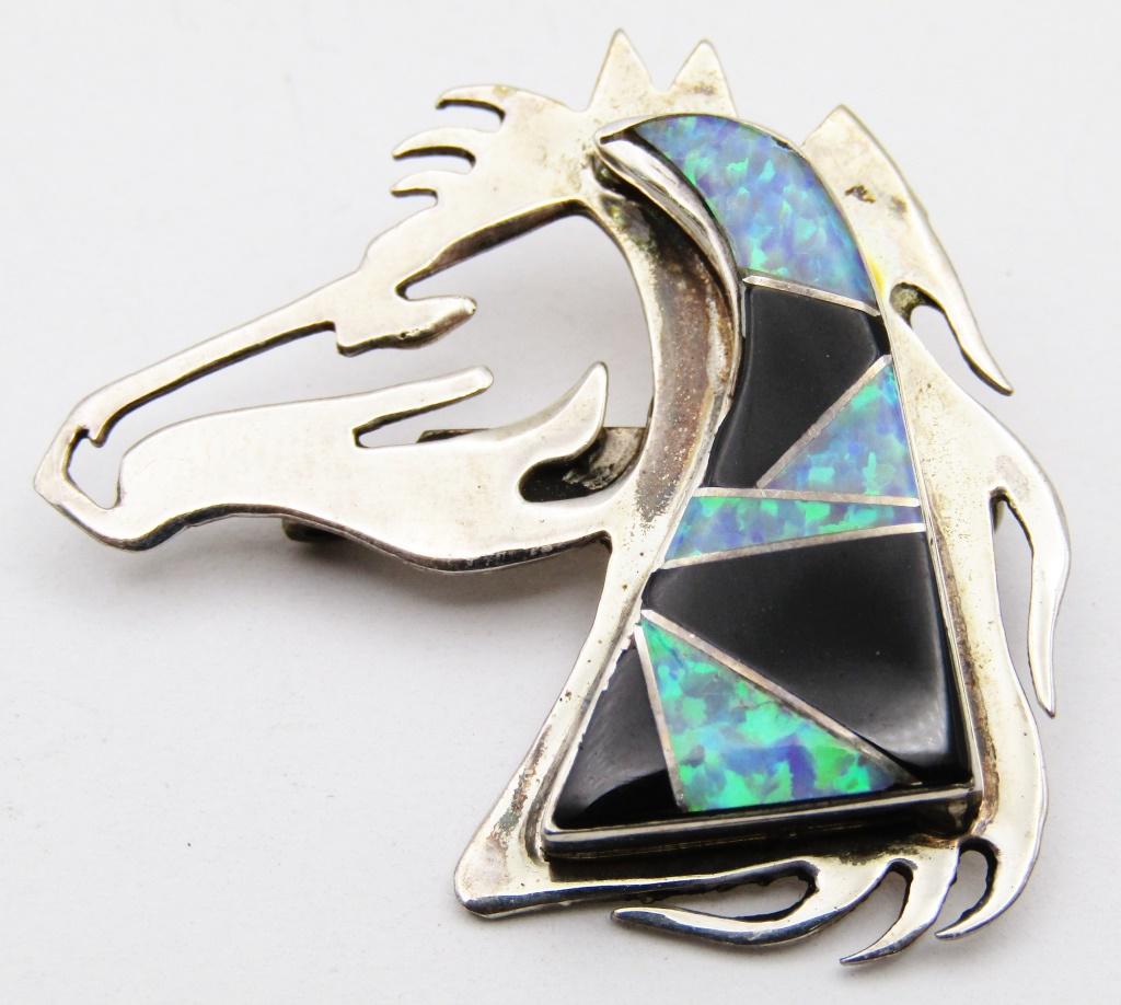 JON PETERS STERLING HORSE BROOCH WITH (1 of 4)