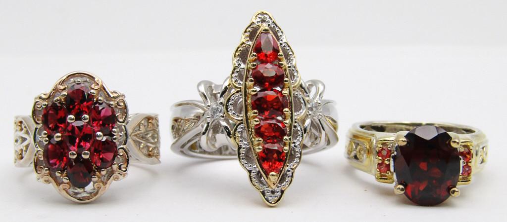 3-STERLING FASHION BLING RINGS WITH RUBY (1 of 9)