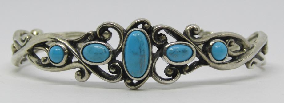 CAROLYN POLLACK STERLING CUFF WITH TURQUOISE (1 of 6)
