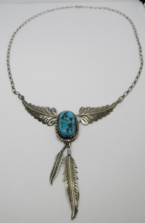"A" SOUTHWESTERN STERLING NECKLACE WITH (1 of 7)
