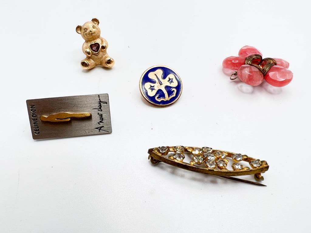 C-CLASP ANTIQUE? BROOCH, VTG PENDANT + (1 of 1)