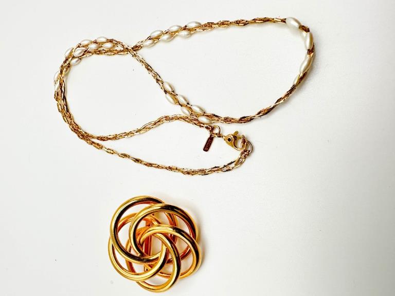 NAPIER SWIRL BROOCH,MONET NECKLACE: NAPIER SWIRL BROOCH,MONET NECKLACE