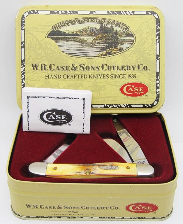 1995 CaseXX 5318SS Stag 5 Dot 3Blade Knife in Tin: Near Mint Pocket Knife in Tin with Papers!