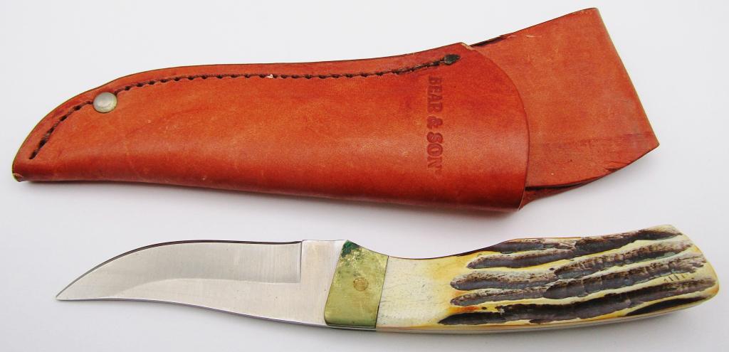 Bear & Son Fixed Blade Knife in Leather Sheath!: Like New Condition! Knife has "Bear MGC USA" on Blade!