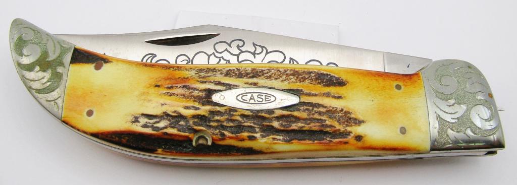 1977 Case Xx 52131 Blue Scroll Canoe Folding Knife
