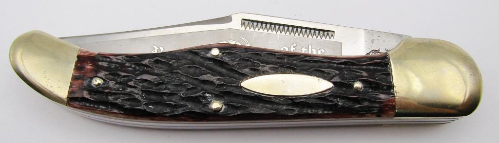 Bulldog Brand Germany 5" Closed Bull of the Woods: 2 Blade Folding Hunter Pocket Knife; Bone Handles; Near Mint/Mint Condition!