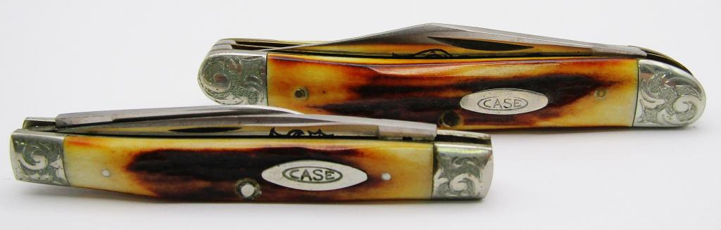 (2) CaseXX 3 Dot 1977 Blue Scroll Engraved Bolster (1 of 13)