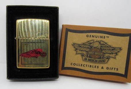 1981 HARLEY DAVIDSON COLLECTIBLE ZIPPO: SEALED! COLLECTIBLE LIGHTER WITH ORIGINAL BOX AND PAPERS. IN GOOD CONDITION