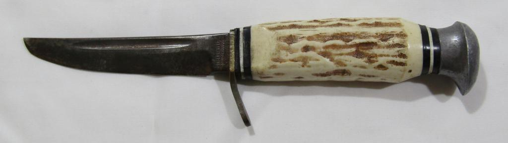 VINTAGE OLSEN STAG HANDLE FIXED BLADE KNIFE (1 of 4)