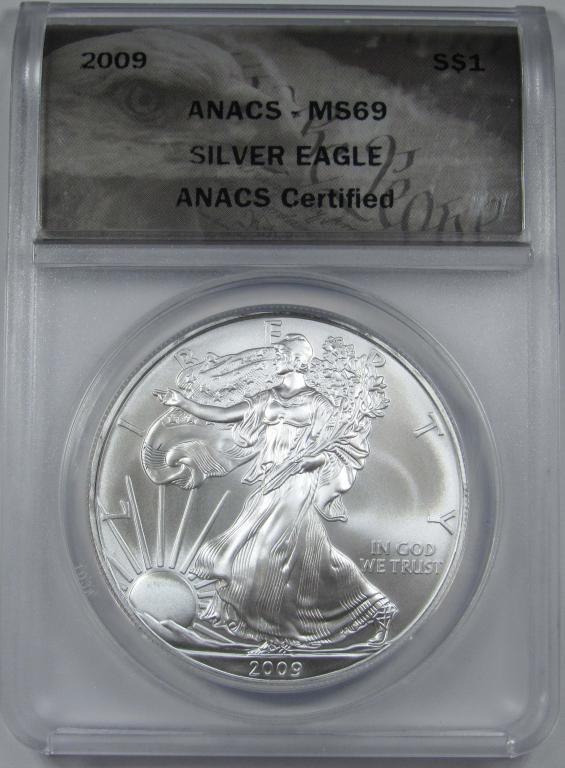 2009 AMERICAN SILVER EAGLE ANACS MS-69 (1 of 4)