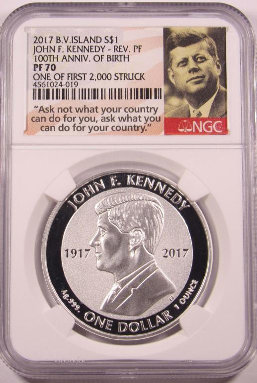 2017 BV ISLAND SILVER $1 JFK NGC PF-70 (1 of 4)