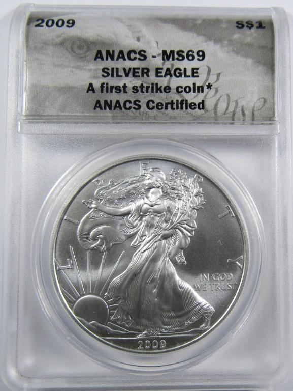 2009 AMERICAN SILVER EAGLE ANACS MS-69 (1 of 4)