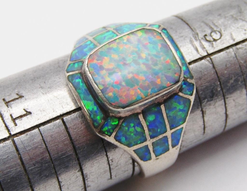 DRFJR STERLING OPAL INLAY RING SIZE 10: TOTAL 4 DWT