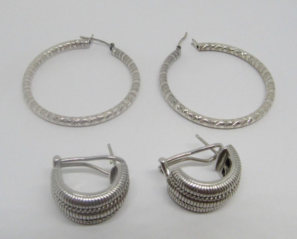 2-PAIRS OF 925 PIERCED HOOPED EARRINGS: (1)MARKED JUDITH RIPKA & (1)MARKED ITALY-TOTAL 14 DWT