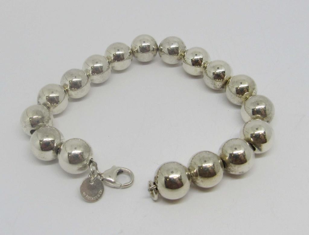 TIFFANY & CO STERLING BEADED BRACELET: MEASURES 7 INCHES-TOTAL 12 DWT-UNAUTHENTICATED