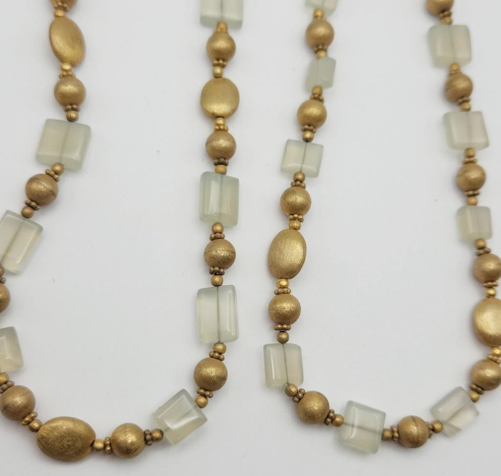 (2) GOLD TONED STERLING BEADED NECKLACES (1 of 5)