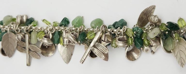 8.5 INCH STERLING DRAGONFLY AND LEAF CHARM (1 of 3)