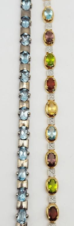 2-STERLING TENNIS BRACELETS WITH MULTI COLORED (1 of 5)