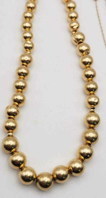 14k GOLD LARGE BEADED NECKLACE 24" LONG (1 of 4)