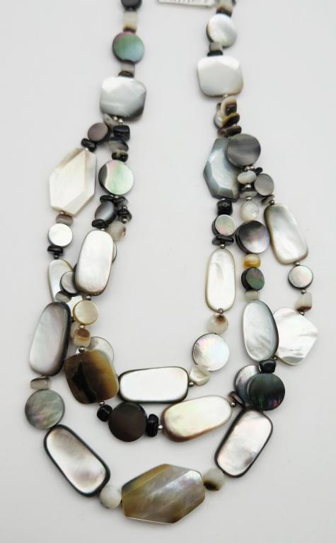 MOTHER of PEARL / ABALONE & STERLING: NECKLACE - UNIQUE DESIGN - NEW INVENTORY