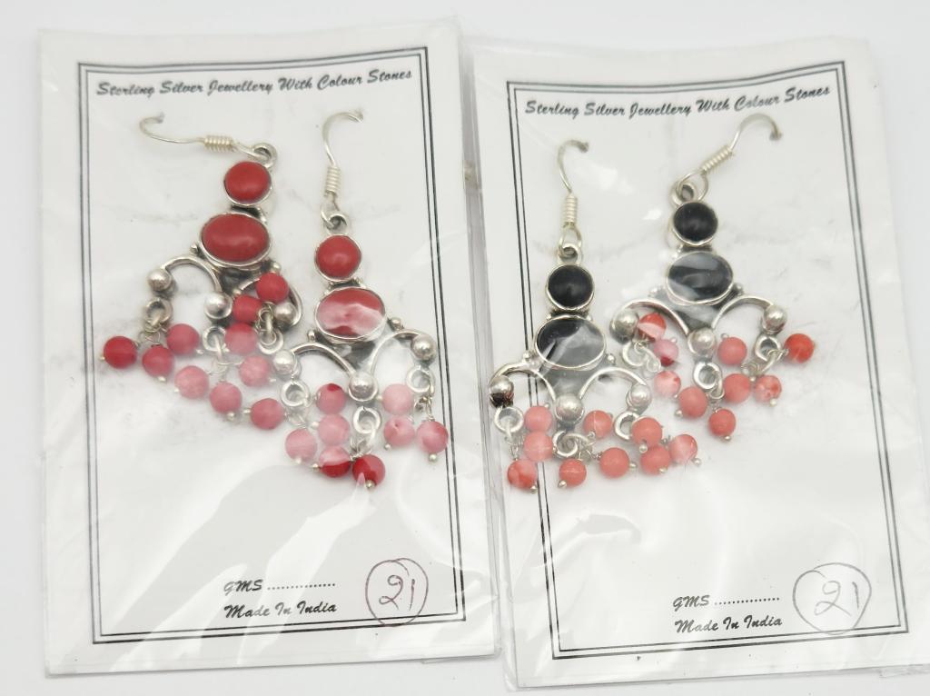 2-INDIA STERLING PIERCED DANGLY EARRINGS (1 of 1)