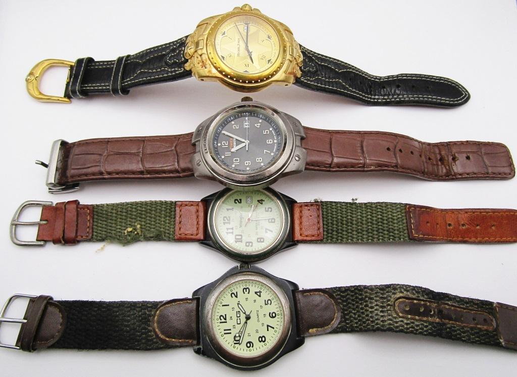 TIMEX EXPEDITION RUNNING, MICHEL JORDI: WESTERN STYLE WATCH, WRANGLER & CG QUARTZ - ALL NEED FRESH BATTERIES - UNTESTED