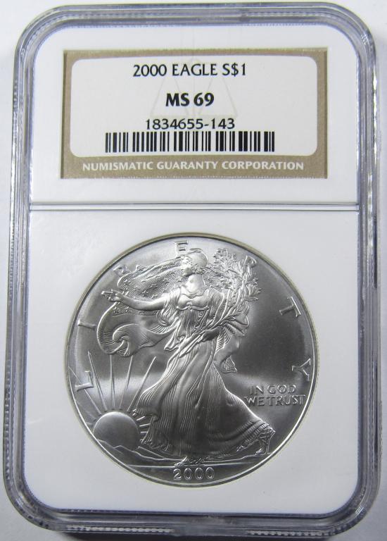 2000 AM. SILVER EAGLE, NGC MS-69 (1 of 4)