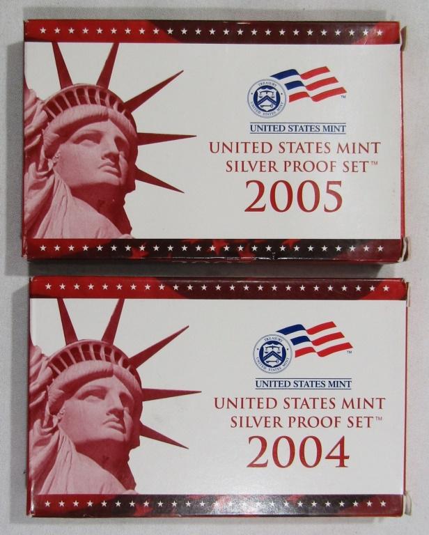 2004 & 2005 SILVER PROOF SETS IN  ORIG PACKAGING (1 of 2)