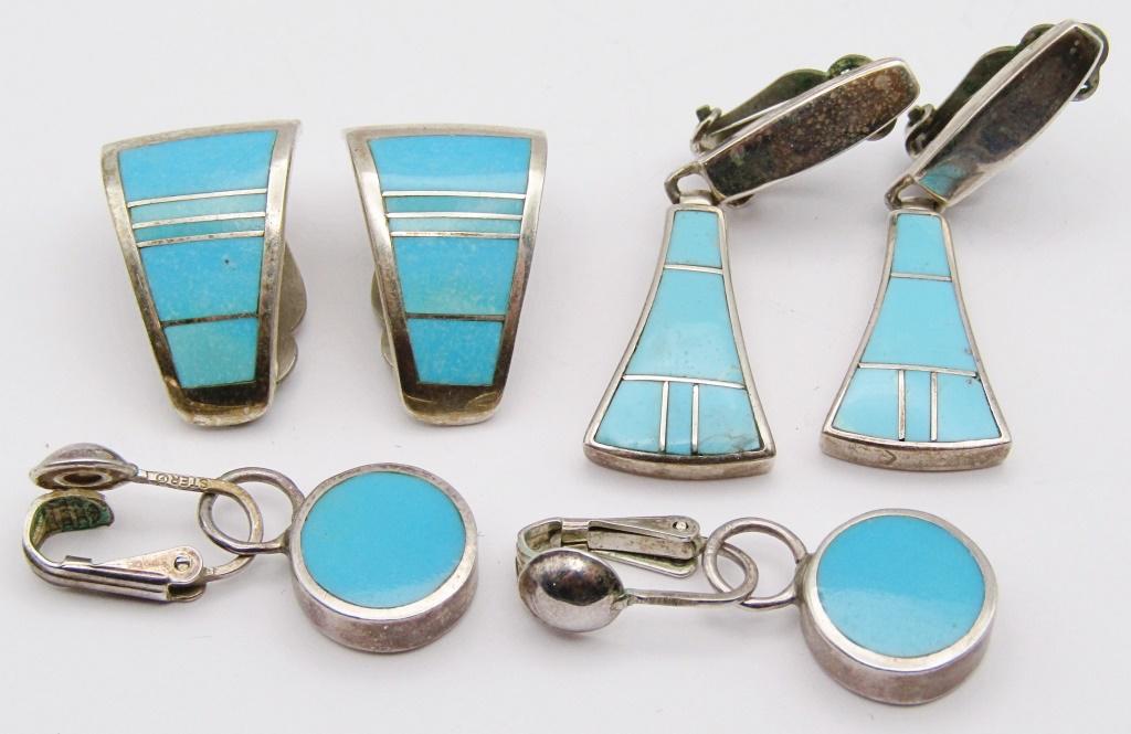 3-PAIRS OF SOUTHWESTERN STERLING CLIP ON (1 of 4)
