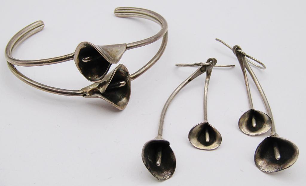 SET! VINTAGE STERLING SPLIT SHANK LILLY CUFF WITH (1 of 3)