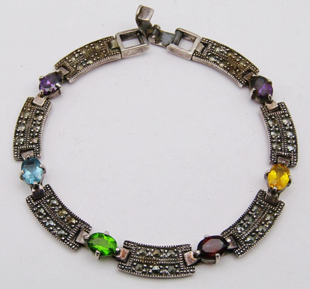 7.5 INCH STERLING MARCASITE PANEL BRACELET (1 of 4)