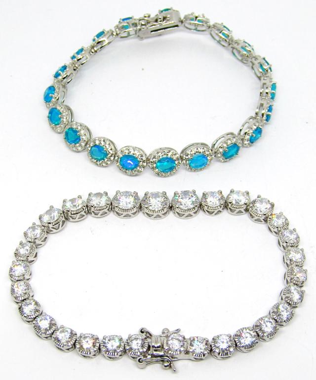 LOOK NEW! 2-STERLING BRACELETS WITH CLEAR (1 of 4)