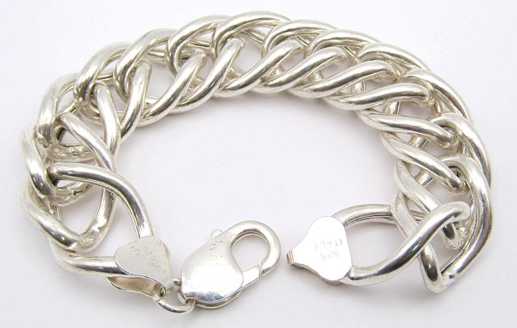 KA 1772 Stamped 925 ITALY BRACELET - LARGE LINKS: 7" LONG - PRETTY (18 dwt)