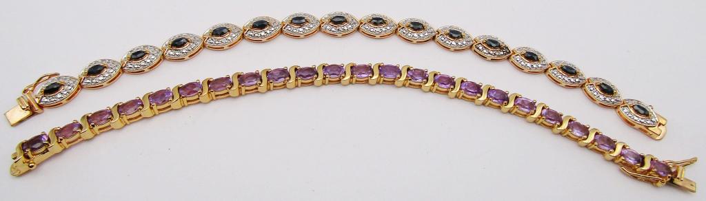 2-STERLING GOLD TONED TENNIS BRACELETS (1 of 5)