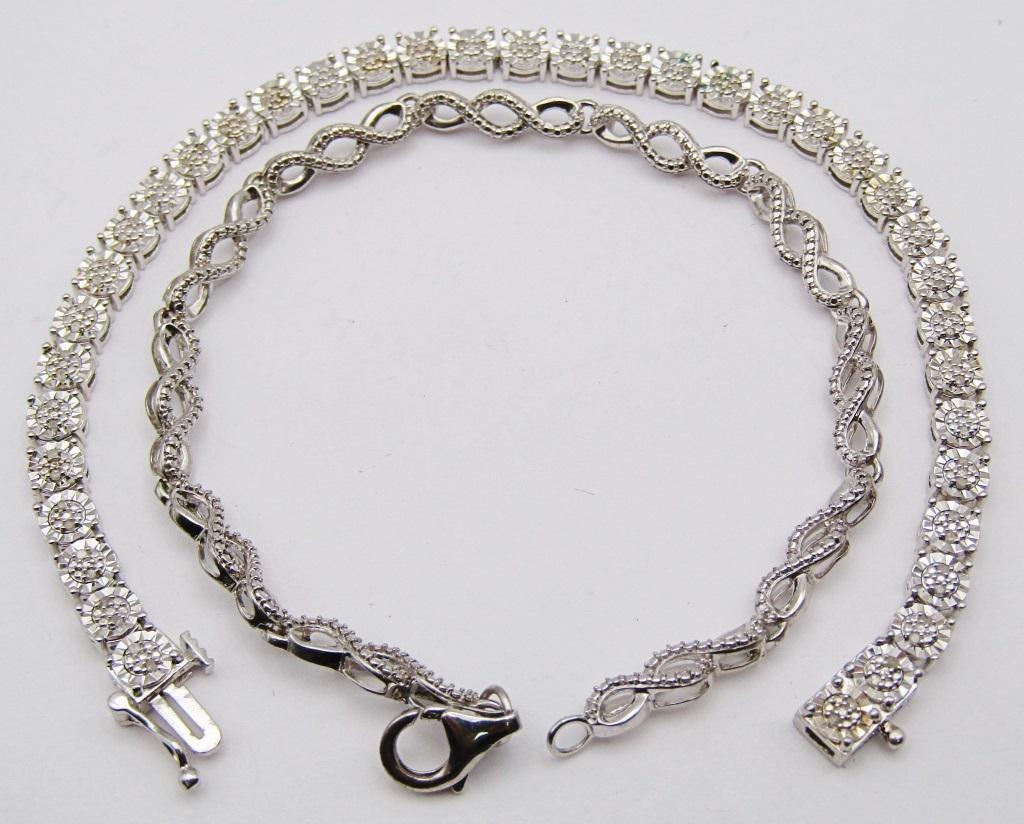 2-STERLING TENNIS BRACELETS (1)FIGURE "8" (1 of 4)
