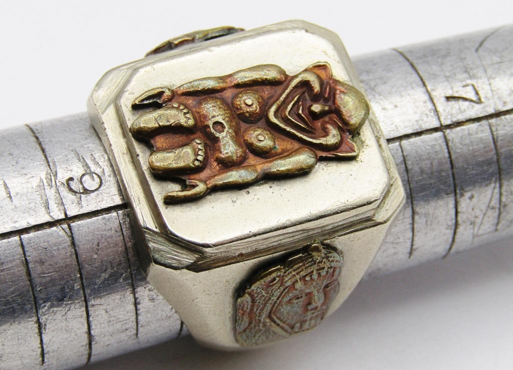 AZTEC MENS RING STAMPED MEXICO: SIZE 8.5 (12 dwt)