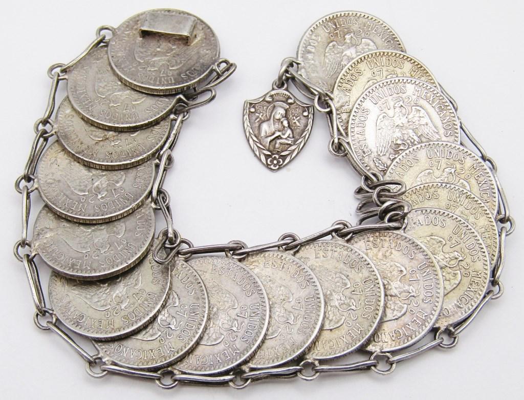 SILVER MEXICO 20 CENTAVOS COIN BRACELET (1 of 5)