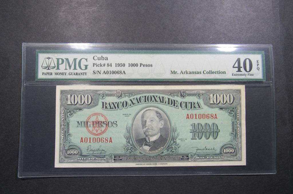 1950 CUBA 1000 PESOS PMG 40: From the Mr. Arkansas Collection