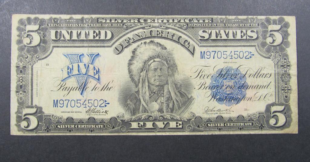 1899 $5 "INDIAN CHIEF" SILVER CERTIFICATE (1 of 2)