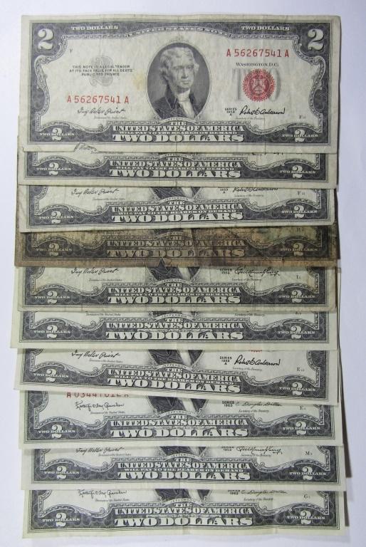 (10)  1953/1963 $2 RED SEAL U.S. NOTES (1 of 2)