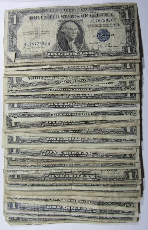 (50) $1 SILVER CERTIFICATES - U.S. CURRENCY (1 of 2)