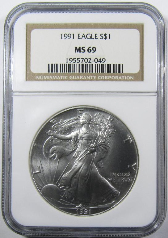 1991 AMERICAN SILVER EAGLE NGC MS-69 (1 of 4)