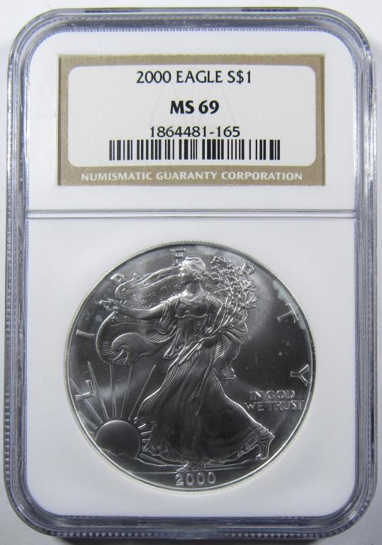 2000 AMERICAN SILVER EAGLE NGC MS-69 (1 of 4)