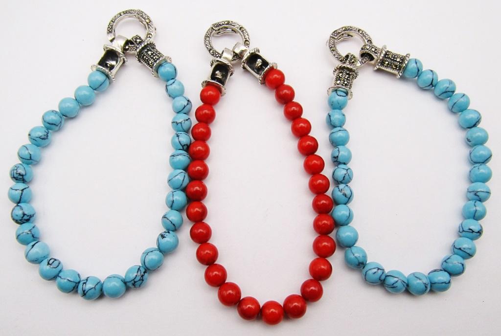 3-7.5 INCH HOWLITE AND RED BEADED STERLING (1 of 3)