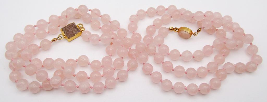 2-ROSE QUARTZ BEADED NECKLACES (1 of 4)