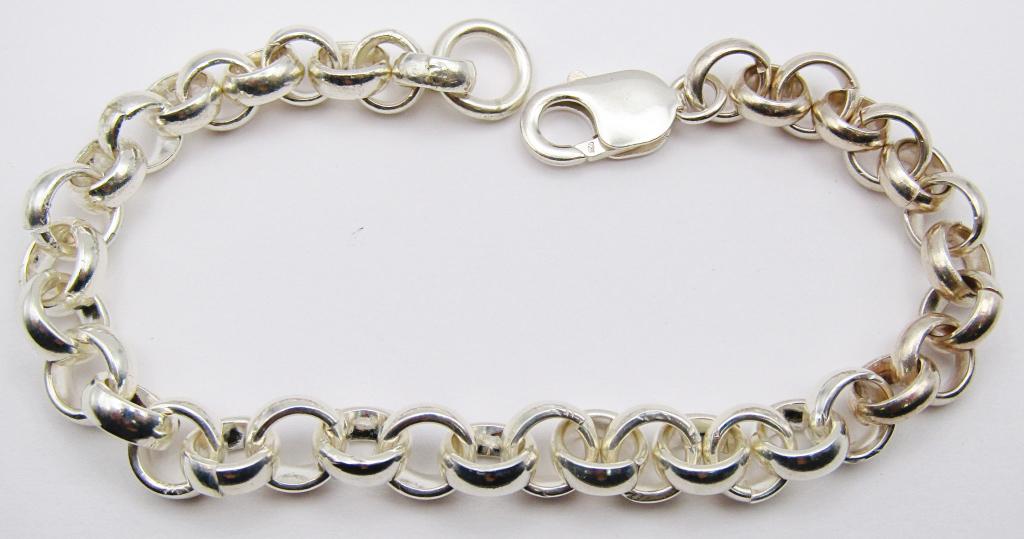 9" ROLO STERLING BRACELET - SOLID PIECE (1 of 3)